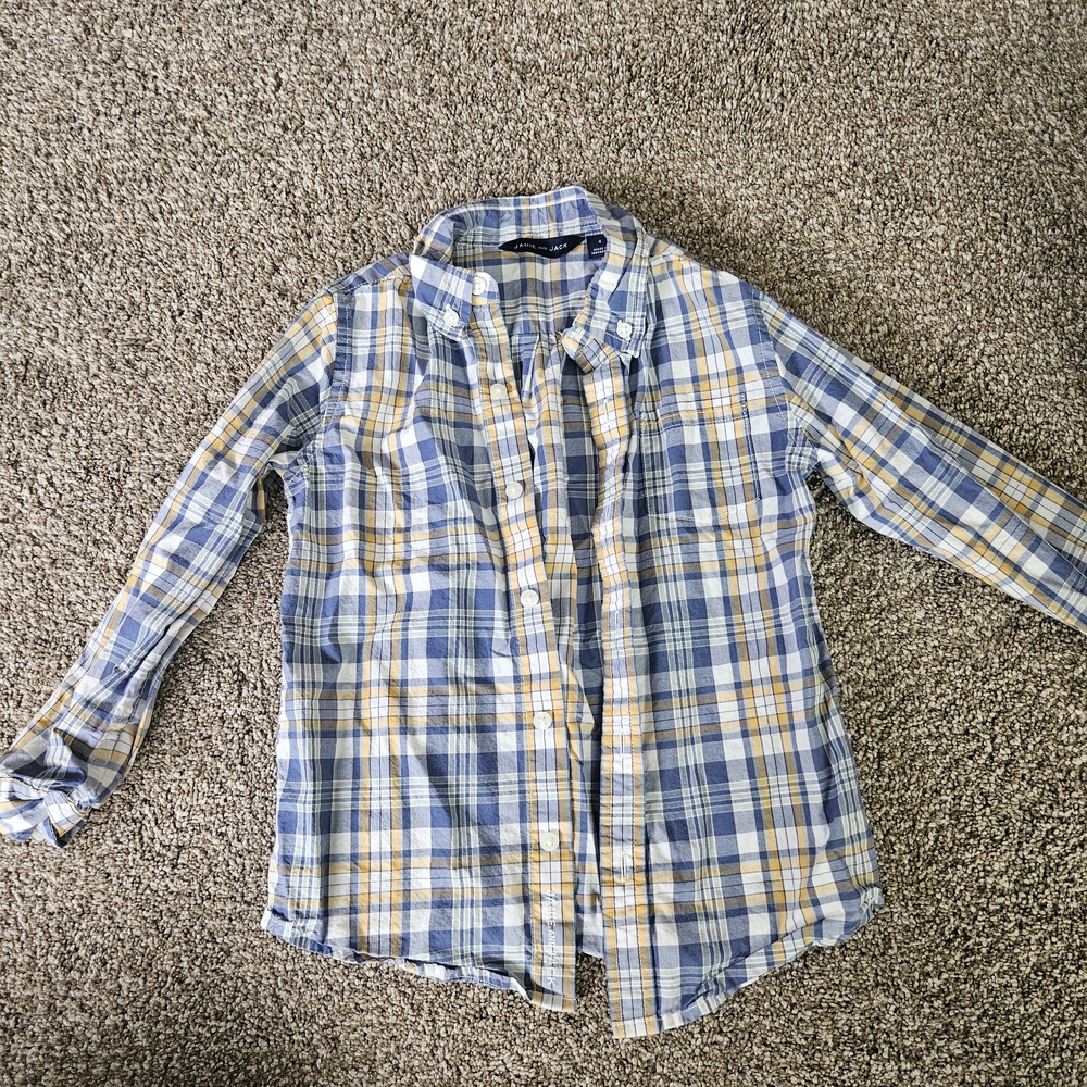 Janie and Jack Blue and Yellow Plaid Shirt